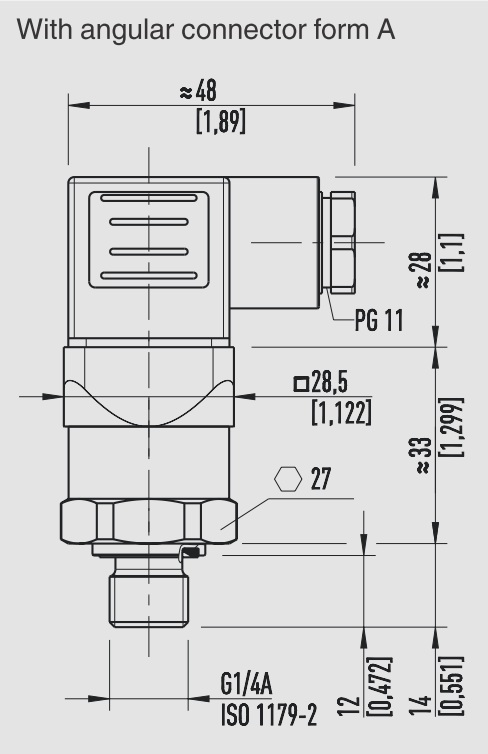 kích thước cảm biến áp suất wika A-10
