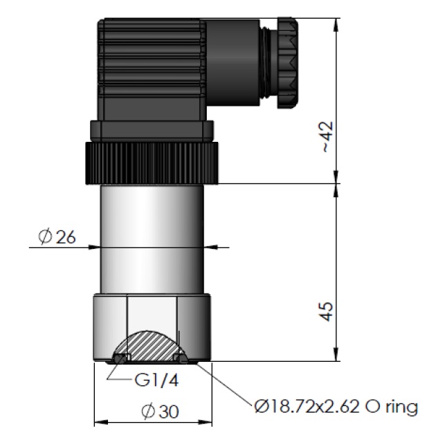 kích thước cảm biến áp suất BCT 26